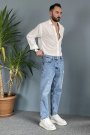 Oversize Uzun Kollu Beyaz Keten Gömlek