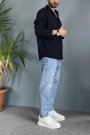 %100 Pamuk Oversize Uzun Kollu Siyah Keten Gömlek