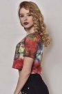78 Baskılı Çok Renkli Crop Kırmızı T-Shirt