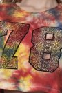 78 Baskılı Çok Renkli Crop Kırmızı T-Shirt