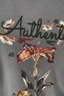 Authentic Baskılı Oversize Cepli Antrasit Kapüşonlu Sweatshirt