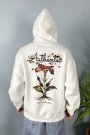 Authentic Baskılı Oversize Cepli Ekru Kapüşonlu Sweatshirt