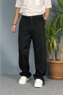 Bağcıklı Baggy Kalıp Siyah Jean - Kot Pantolon
