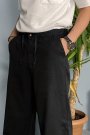 Bağcıklı Baggy Kalıp Siyah Jean - Kot Pantolon