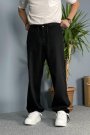 Bağcıklı Baggy Kalıp Siyah Jean - Kot Pantolon