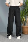 Bağcıklı Baggy Kalıp Siyah Jean - Kot Pantolon