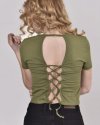 Bağcıklı Sırt Tasarımı Yeşil Crop Bluz
