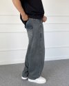 Baggy Kalıp Antrasit Yıkamalı Denim Jean Kot Pantolon