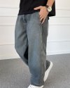 Baggy Kalıp Eskitme Antrasit Yıkamalı Denim Jean Kot Pantolon
