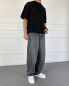 Baggy Kalıp Eskitme Antrasit Yıkamalı Denim Jean Kot Pantolon