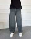 Baggy Kalıp Eskitme Antrasit Yıkamalı Denim Jean Kot Pantolon