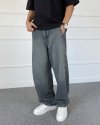 Baggy Kalıp Eskitme Antrasit Yıkamalı Denim Jean Kot Pantolon