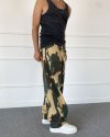 Baggy Kalıp Kamuflaj Yıkamalı Denim Jean Kot Pantolon