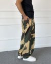 Baggy Kalıp Kamuflaj Yıkamalı Denim Jean Kot Pantolon