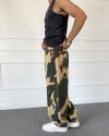 Baggy Kalıp Kamuflaj Yıkamalı Denim Jean Kot Pantolon
