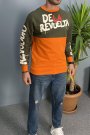 Baskılı Haki Bisiklet Yaka Oversize İnce Sweatshirt