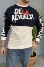 Baskılı Lacivert Bisiklet Yaka Oversize İnce Sweatshirt