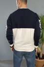 Baskılı Lacivert Bisiklet Yaka Oversize İnce Sweatshirt