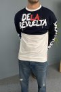 Baskılı Lacivert Bisiklet Yaka Oversize İnce Sweatshirt