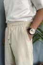 Bej Renk Yazlık Keten Baggy Pantolon