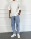 Beli Lastikli Bağcıklı Baggy Kalıp Mavi Jean