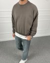 Boxy Fit Nakışlı Yıkamalı Yumuşak Dokulu Sweatshirt Haki