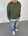 Boxy Fit Şardonlu Sweatshirt Yeşil