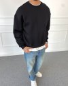 Boxy Fit Şardonlu Sweatshirt Siyah