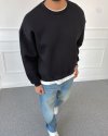 Boxy Fit Şardonlu Sweatshirt Siyah