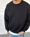 Boxy Fit Şardonlu Sweatshirt Siyah