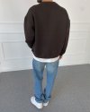 Boxy Fit Şardonlu Sweatshirt Kahve