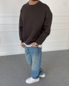 Boxy Fit Şardonlu Sweatshirt Kahve