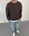 Boxy Fit Şardonlu Sweatshirt Kahve