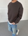 Boxy Fit Şardonlu Sweatshirt Kahve