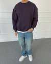 Boxy Fit Şardonlu Sweatshirt Mürdüm