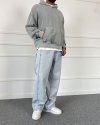 Buz Mavisi Şerit Detaylı Bol Kalıp Baggy Jean