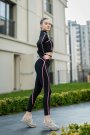 Dar Kesim Pembe Çizgili Menton Spor Neon Tayt