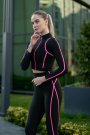 Dar Kesim Pembe Çizgili Menton Spor Neon Tayt