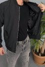 Dar Kesim Siyah Bomber Mont