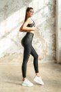 Dar Kesim Toparlayıcı Desenli Deri Görünümlü Spor Tayt