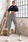 Dar Kesim Zebra Desen Ekstra Yüksek Bel Dalgıç Kumaş Spor Tayt