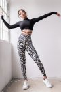 Dar Kesim Zebra Desen Ekstra Yüksek Bel Dalgıç Kumaş Spor Tayt