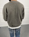 Day Baskılı Yıkamalı Bisiklet Yaka Oversize Sweatshirt Haki