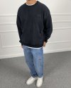 Day Baskılı Yıkamalı Bisiklet Yaka Oversize Sweatshirt Siyah
