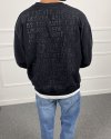 Day Baskılı Yıkamalı Bisiklet Yaka Oversize Sweatshirt Siyah