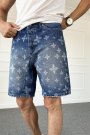 Desenli Denim Jean Şort Regular Kalıp