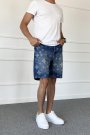 Desenli Denim Jean Şort Regular Kalıp