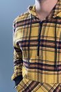 Ekose Kapüşonlu Sweatshirt Kanguru Cepli Oversize