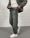 Eskitme Nakışlı Yıkalamalı Regular Kalıp Denim Jean Antrasit