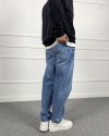 Nakışlı Yıkamalı Regular Kalıp Denim Mavi Jean